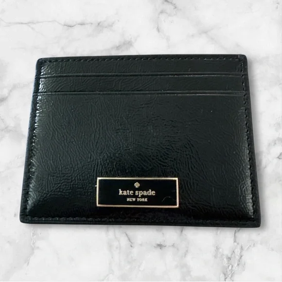 Kate Spade Bridget Crinkle Black Patent SM Card Case NWT - Picture 3 of 3